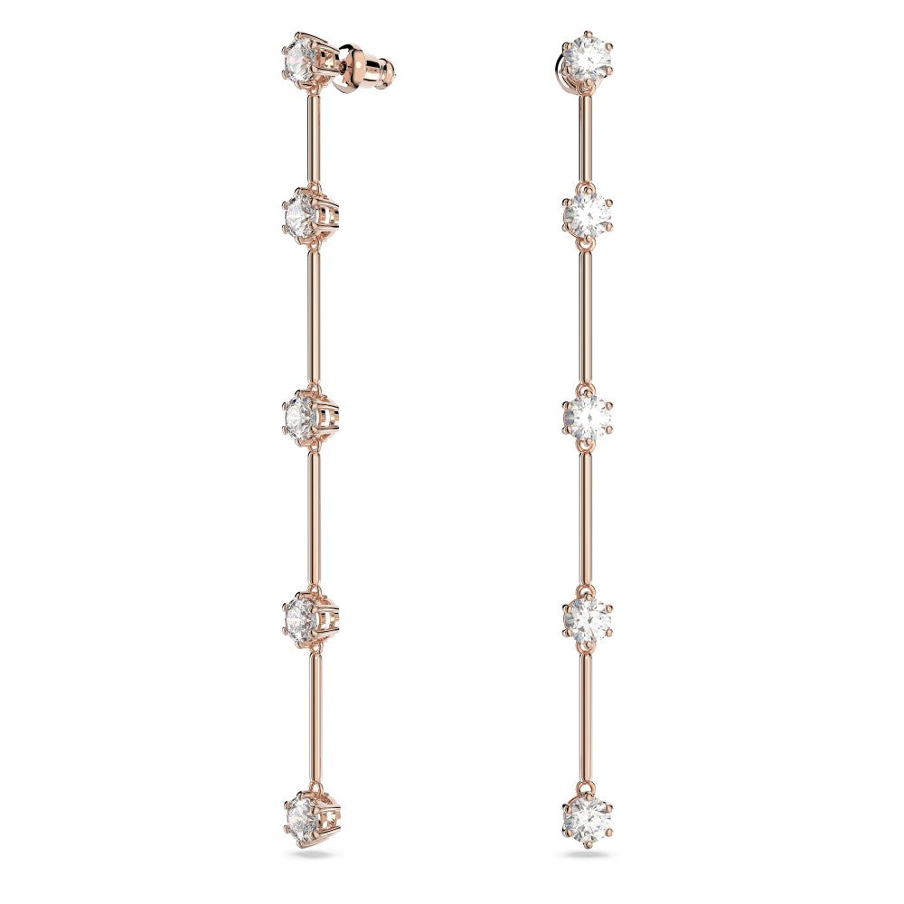 Swarovski Constella Drop Earrings - White, Rose Gold-Tone Plated