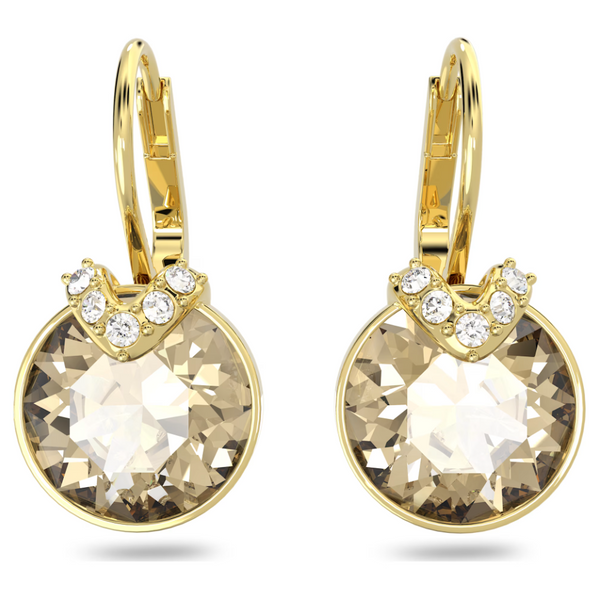 Swarovski Bella V Drop Earrings - Round Cut, Gold-Tone Plated