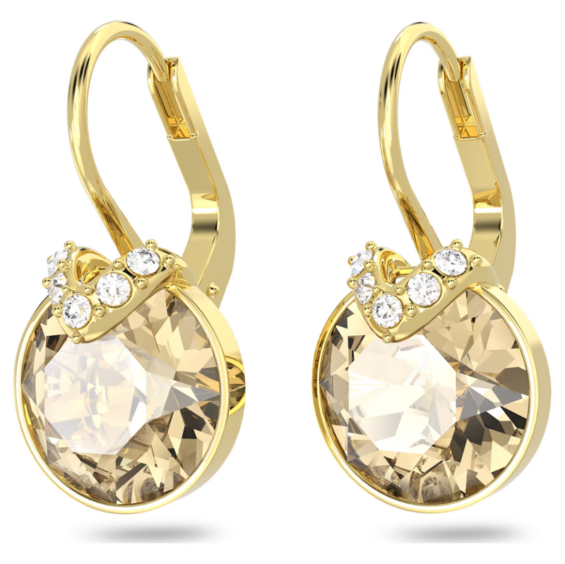 Swarovski Bella V Drop Earrings - Round Cut, Gold-Tone Plated