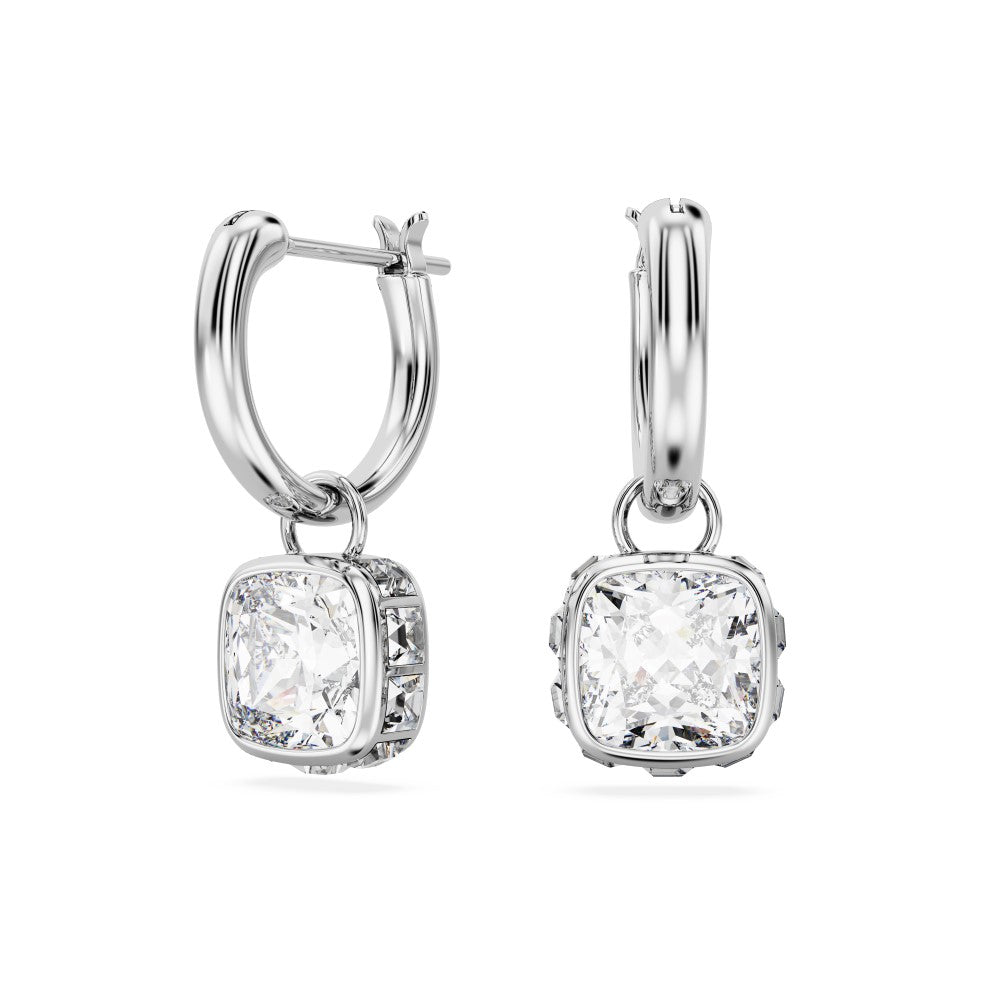 Swarovski Stilla Drop Earrings - White, Rhodium Plated