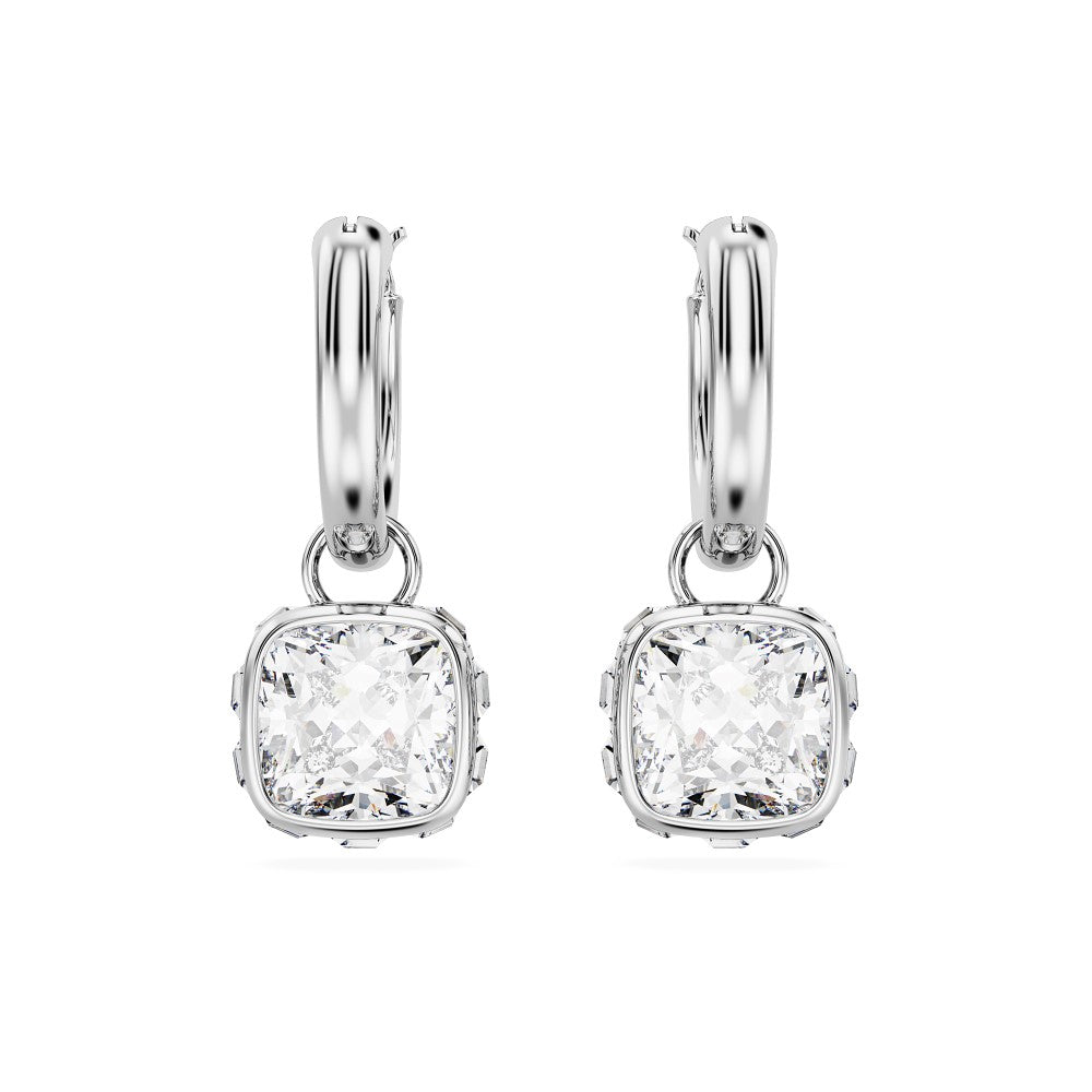 Swarovski Stilla Drop Earrings - White, Rhodium Plated