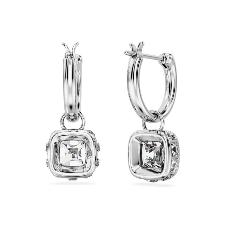 Swarovski Stilla Drop Earrings - White, Rhodium Plated