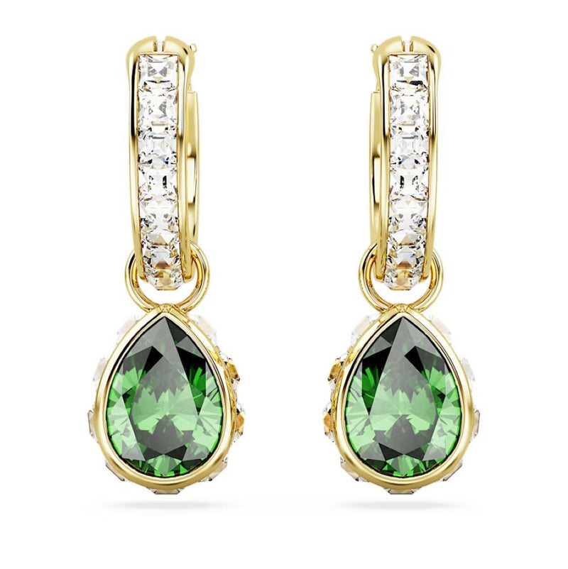 Swarovski Stilla Pear Drop Earrings - Green, Gold-Tone Plated