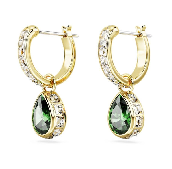 Swarovski Stilla Pear Drop Earrings - Green, Gold-Tone Plated