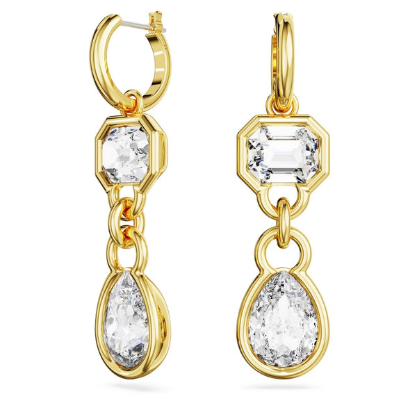 Swarovski Dextera Drop Earrings - White, Gold-Tone Plated