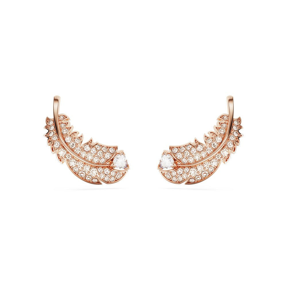 Swarovski Nice Stud Earrings - White, Rose Gold-Tone Plated