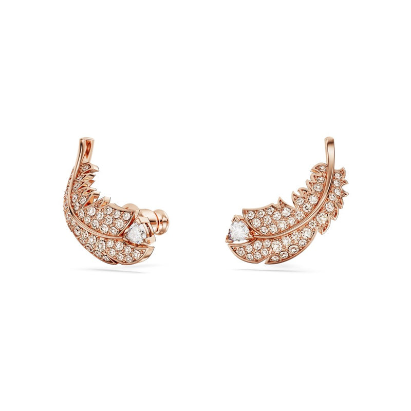 Swarovski Nice Stud Earrings - White, Rose Gold-Tone Plated