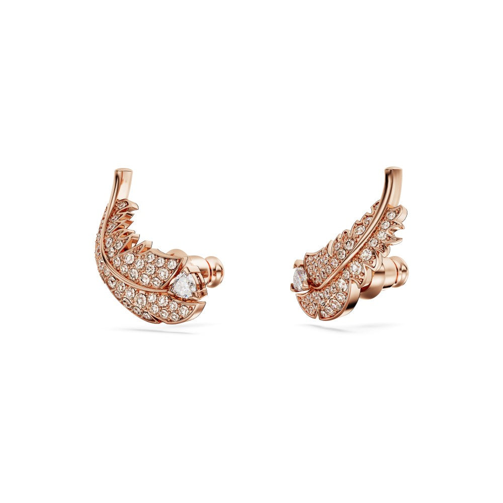 Swarovski Nice Stud Earrings - White, Rose Gold-Tone Plated