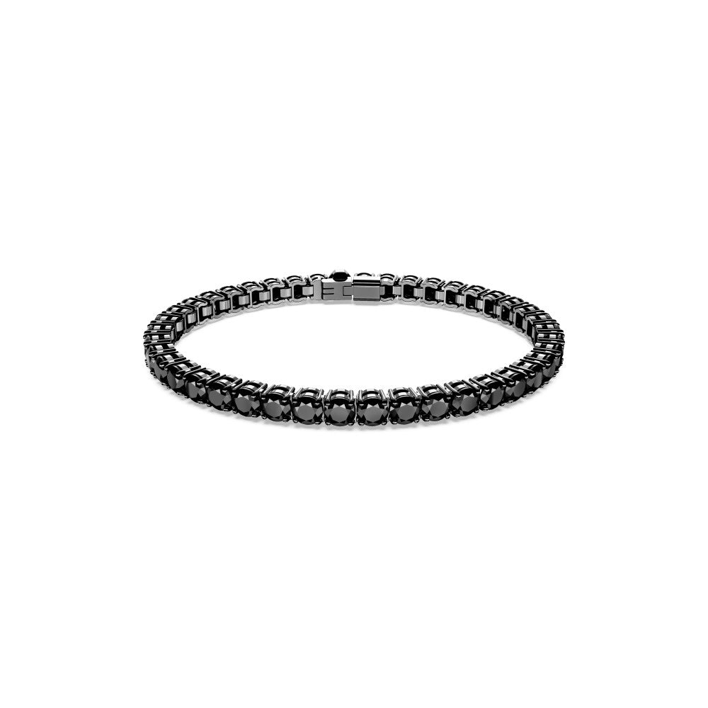 Swarovski Matrix Tennis Bracelet - Medium - Black, Ruthenium Plated