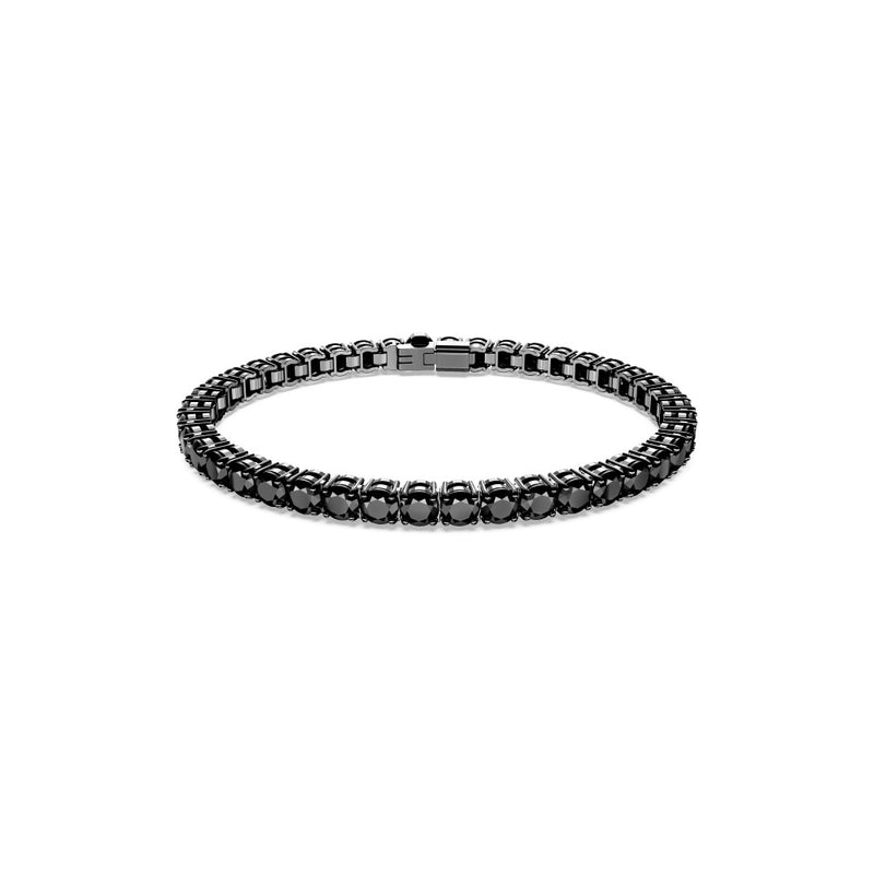 Swarovski Matrix Tennis Bracelet - Medium - Black, Ruthenium Plated