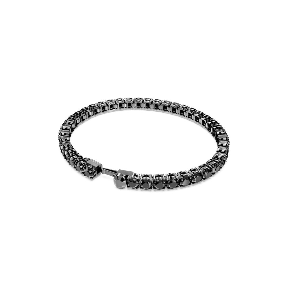 Swarovski Matrix Tennis Bracelet - Medium - Black, Ruthenium Plated