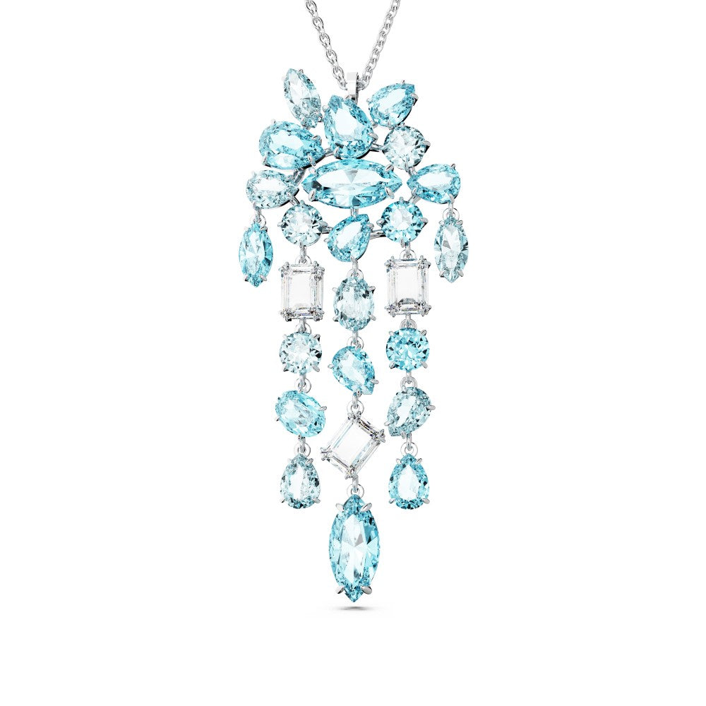 Swarovski Gema Pendant Necklace - Blue, Rhodium Plated