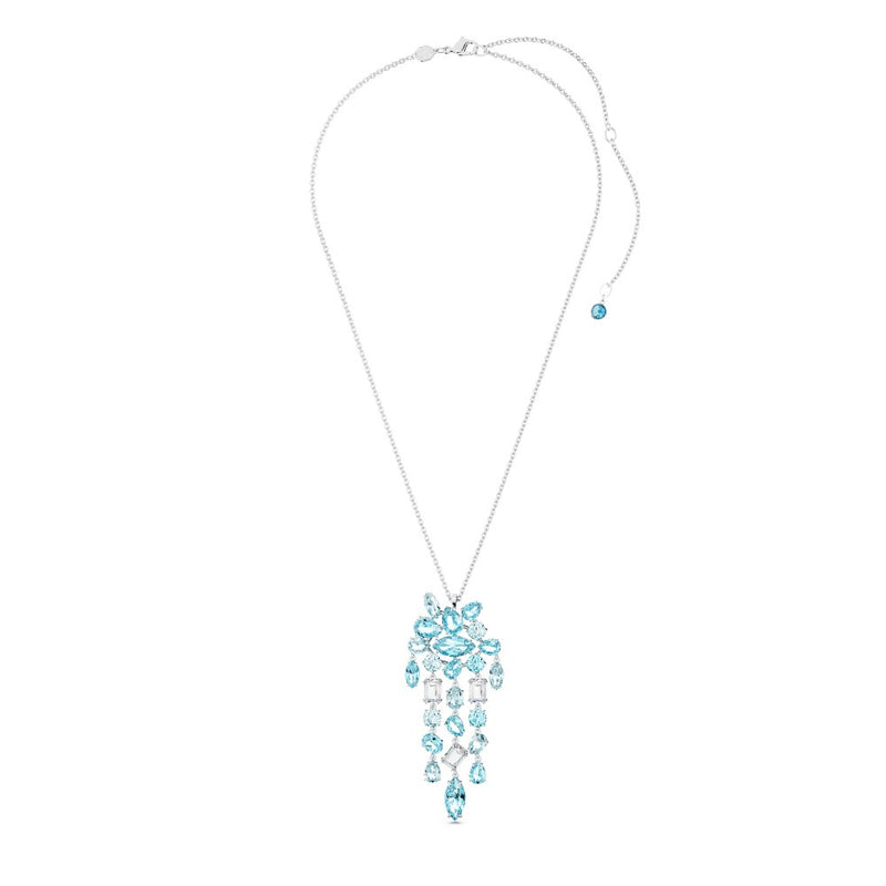 Swarovski Gema Pendant Necklace - Blue, Rhodium Plated