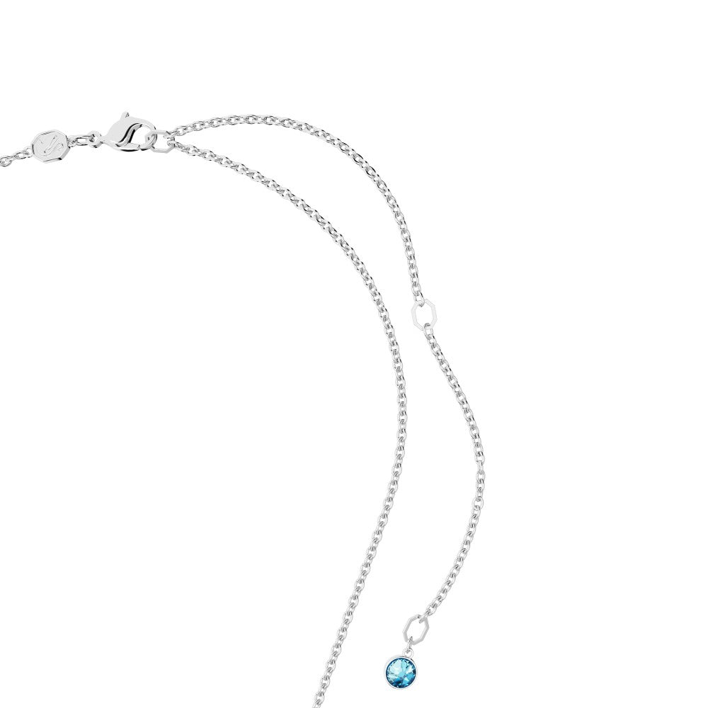 Swarovski Gema Pendant Necklace - Blue, Rhodium Plated