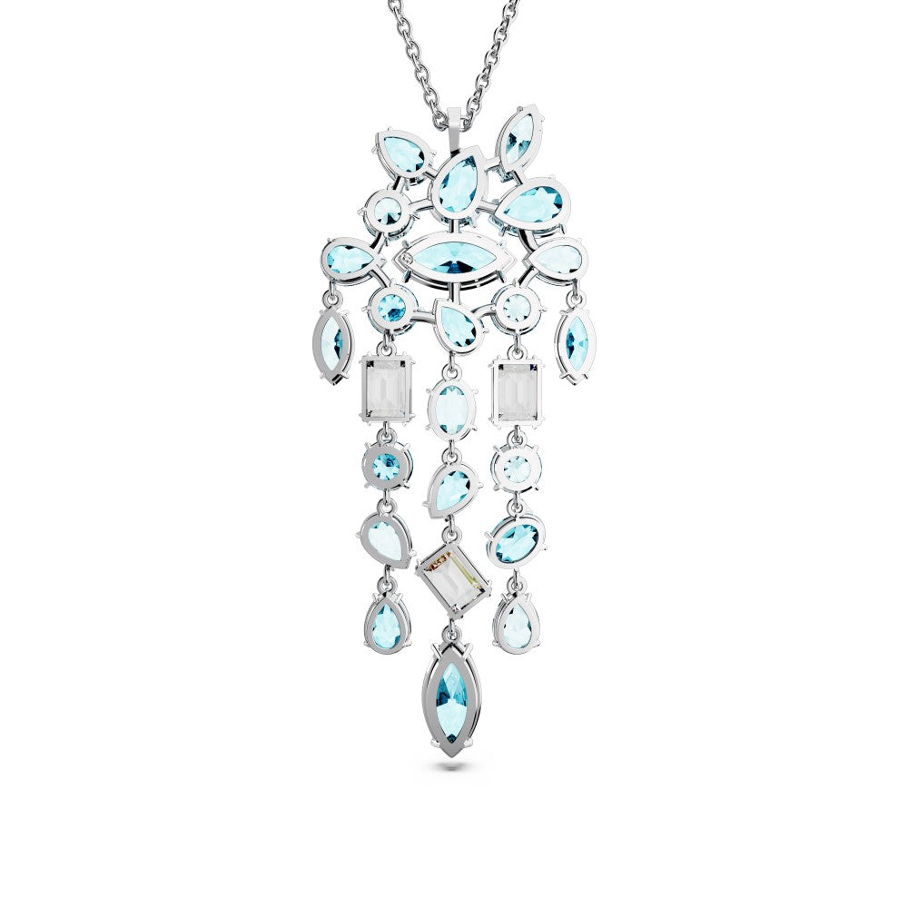 Swarovski Gema Pendant Necklace - Blue, Rhodium Plated