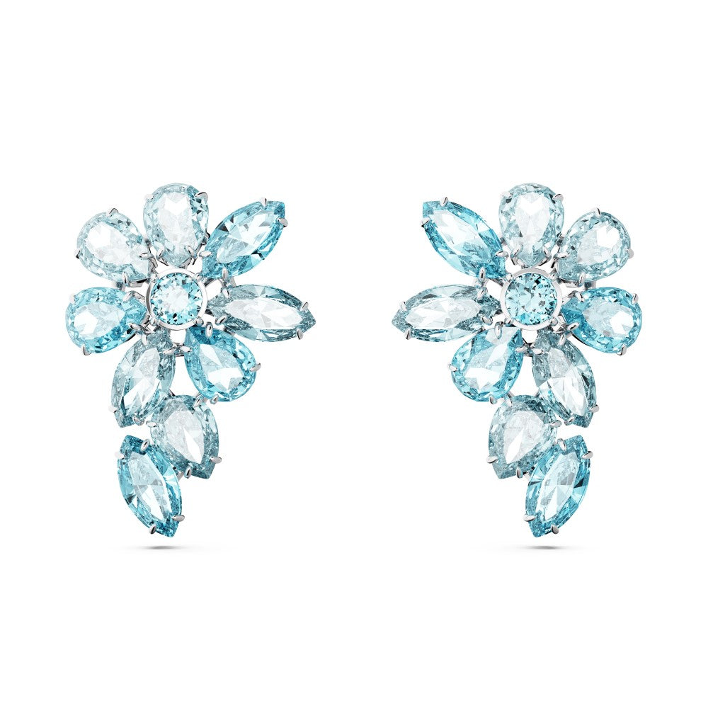 Swarovski Gema Drop Earrings - Blue, Rhodium Plated