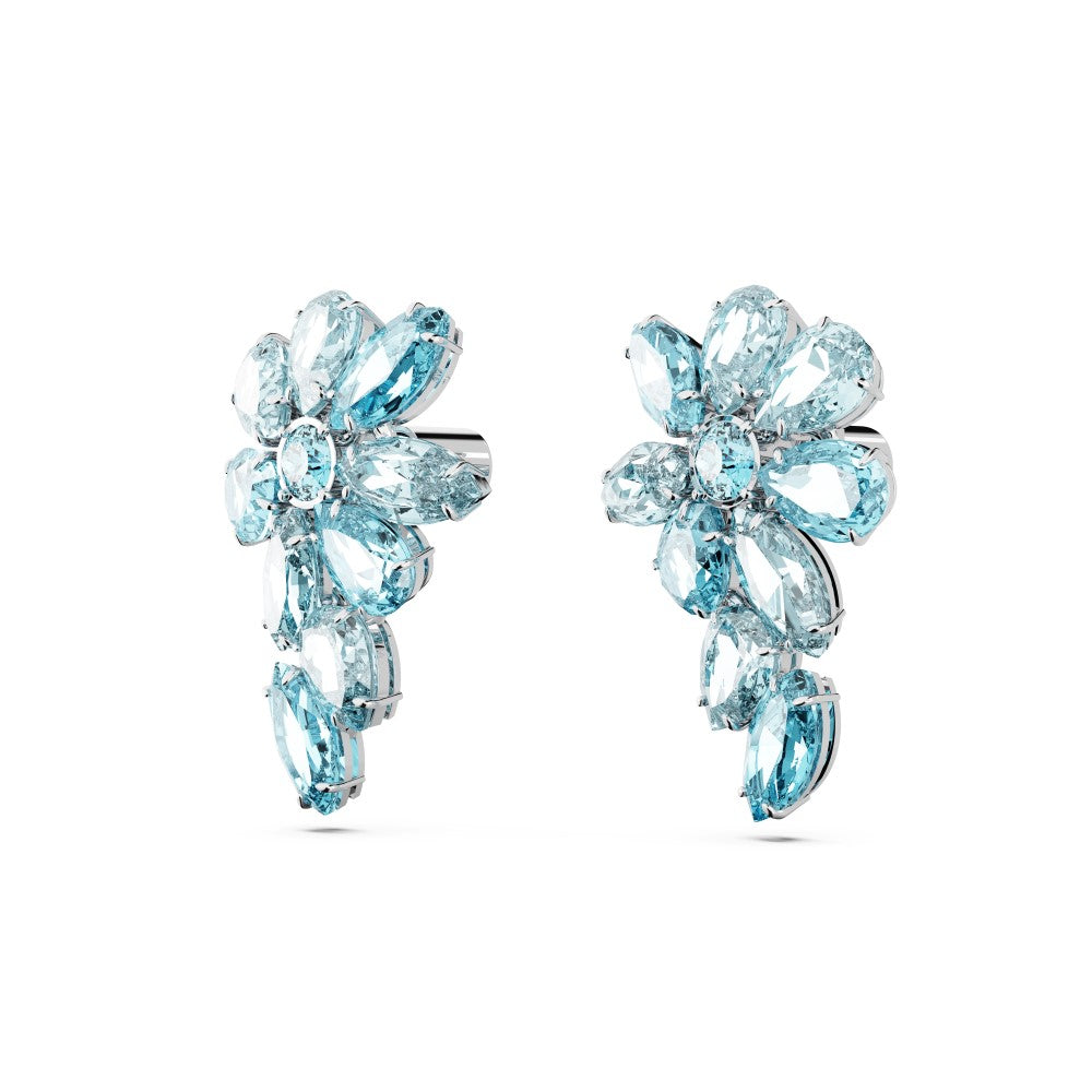 Swarovski Gema Drop Earrings - Blue, Rhodium Plated