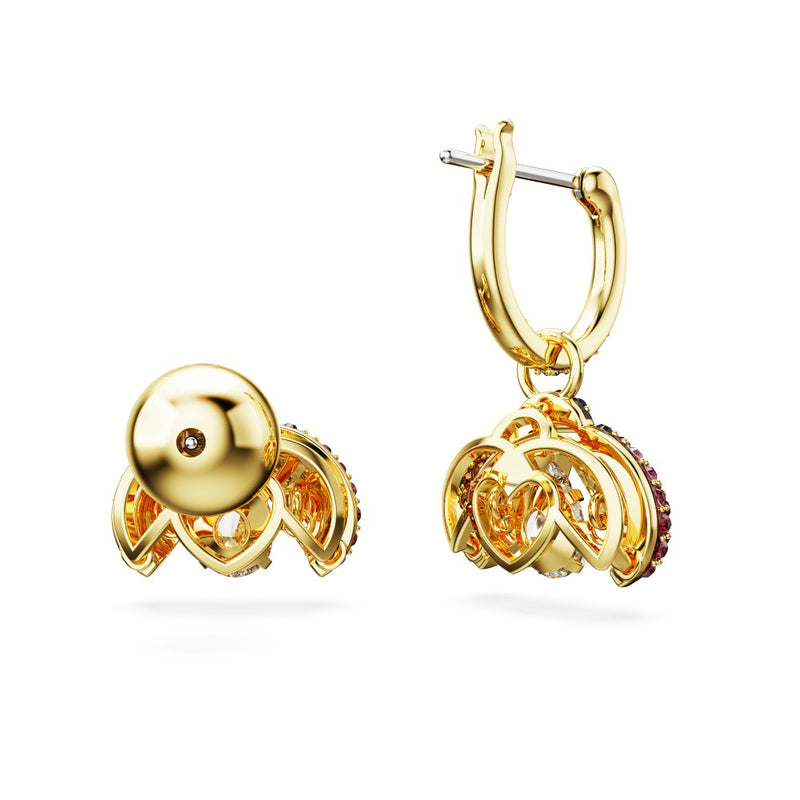 Swarovski Idyllia Ladybug Asymmetrical Earrings - Red, Gold-Tone Plated