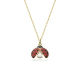 Swarovski Idyllia Ladybug Necklace - Red, Gold-Tone Plated