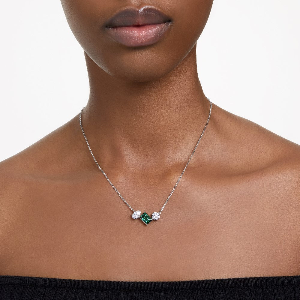 Swarovski Mesmera Necklace - Green, Rhodium Plated