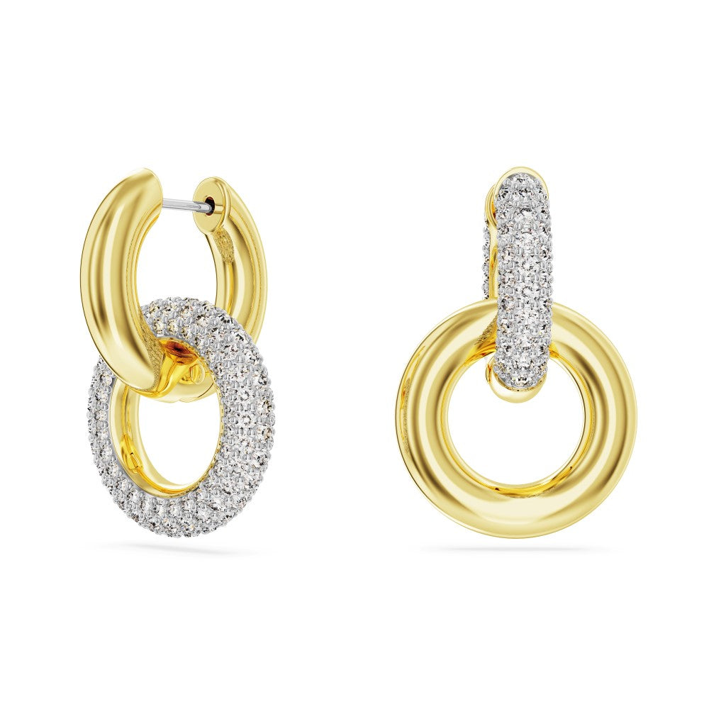 Swarovski Dextera Interlocked Loop Hoop Earrings - White, Gold-Tone Plated