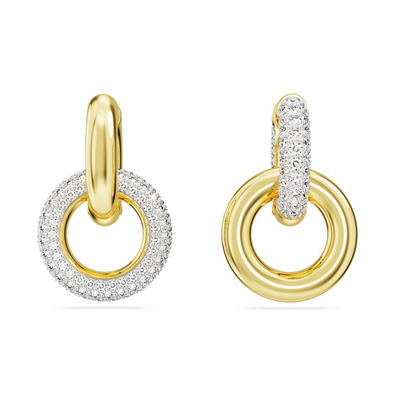 Swarovski Dextera Interlocked Loop Hoop Earrings - White, Gold-Tone Plated