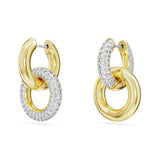 Swarovski Dextera Interlocked Loop Hoop Earrings - White, Gold-Tone Plated