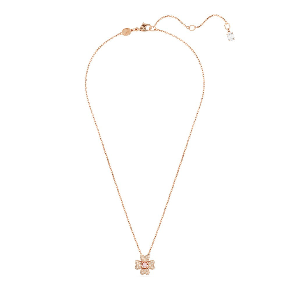 Swarovski Idyllia Clover Necklace - White, Rose Gold-Tone Plated