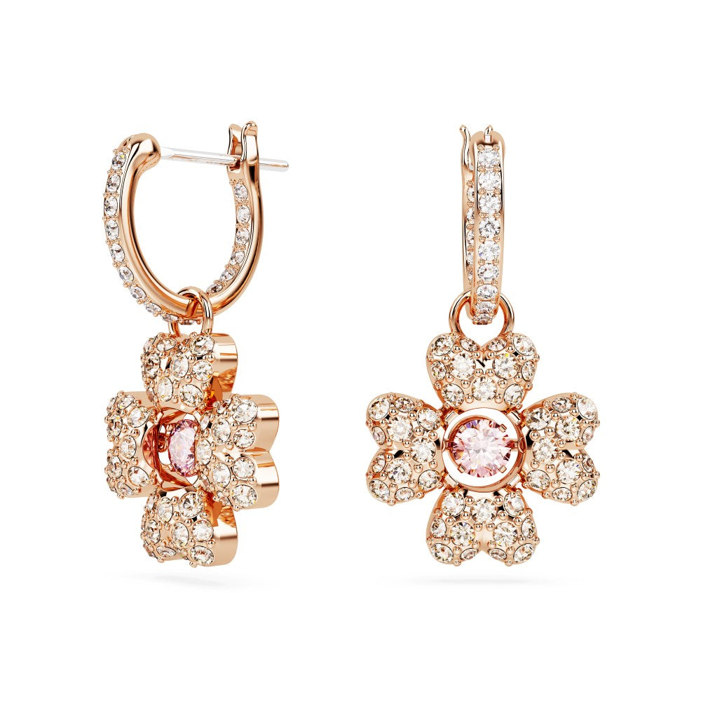 Swarovski Idyllia Clover Drop Earrings - White, Rose Gold-Tone Plated