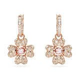 Swarovski Idyllia Clover Drop Earrings - White, Rose Gold-Tone Plated