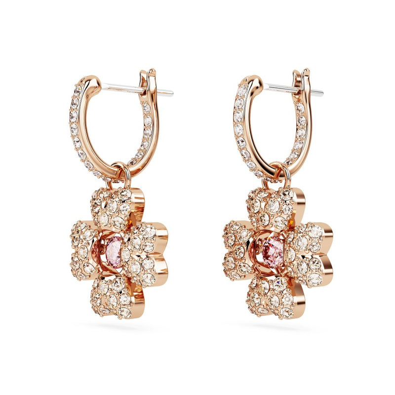 Swarovski Idyllia Clover Drop Earrings - White, Rose Gold-Tone Plated