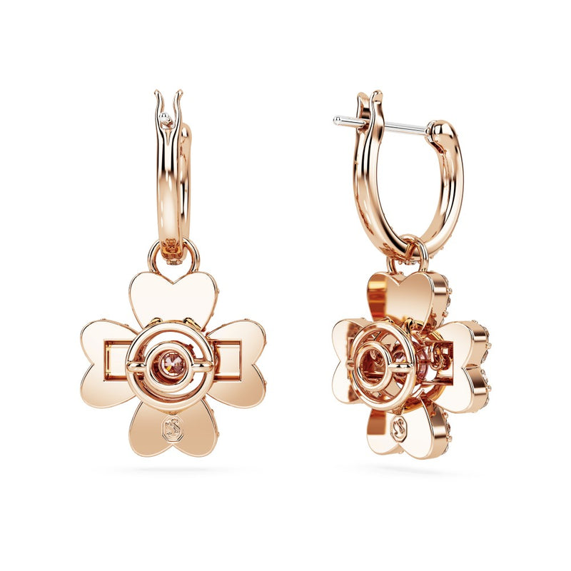 Swarovski Idyllia Clover Drop Earrings - White, Rose Gold-Tone Plated