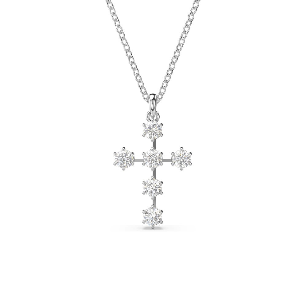 Swarovski Insigne Cross Necklace - White, Rhodium Plated