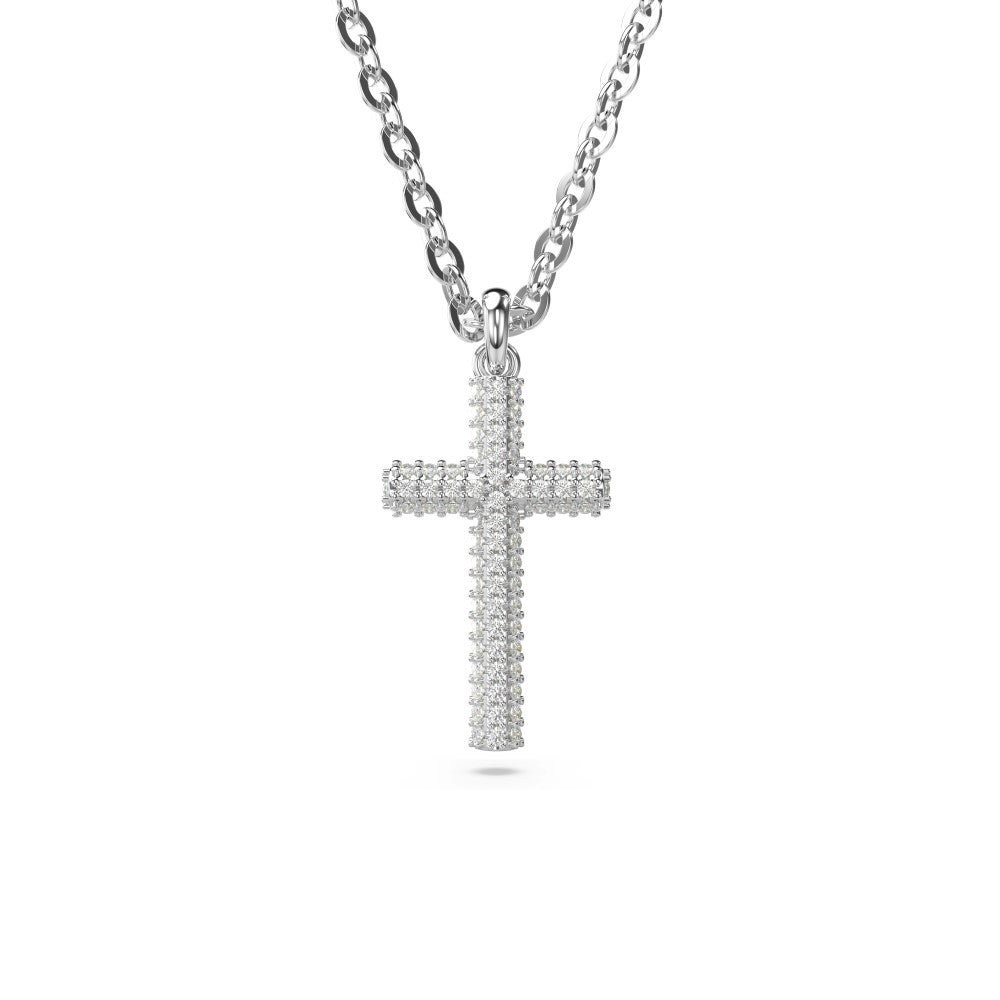 Swarovski Insigne Cross Necklace - White, Rhodium Plated