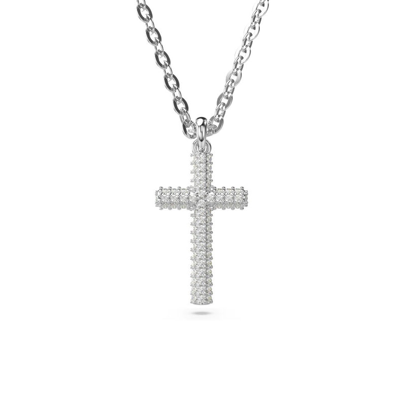 Swarovski Insigne Cross Necklace - White, Rhodium Plated