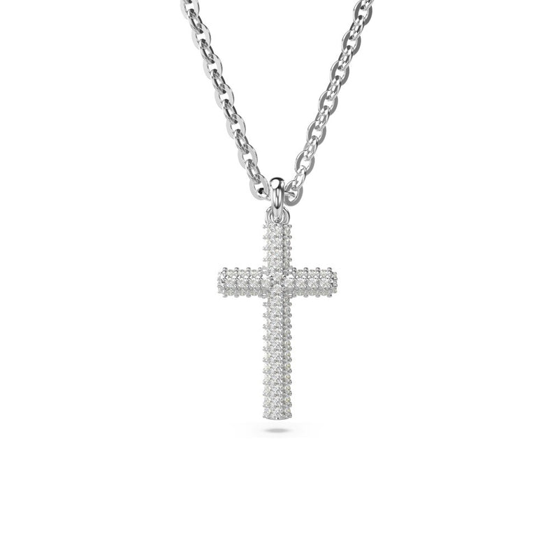 Swarovski Insigne Cross Necklace - White, Rhodium Plated