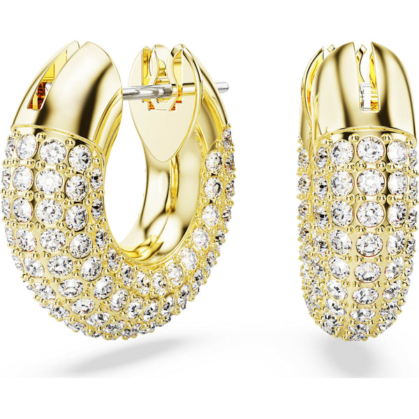 Swarovski Dextera Hoop Earrings - Small, White, Gold-tone plated