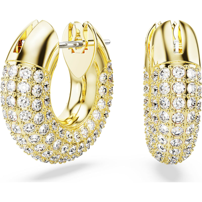 Swarovski Dextera Hoop Earrings - Small, White, Gold-tone plated