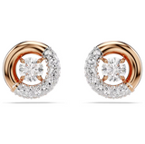 Swarovski Dextera Stud Earrings - Round Cut, White, Rose Gold-Tone Plated