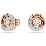 Swarovski Dextera Stud Earrings - Round Cut, White, Rose Gold-Tone Plated
