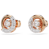 Swarovski Dextera Stud Earrings - Round Cut, White, Rose Gold-Tone Plated
