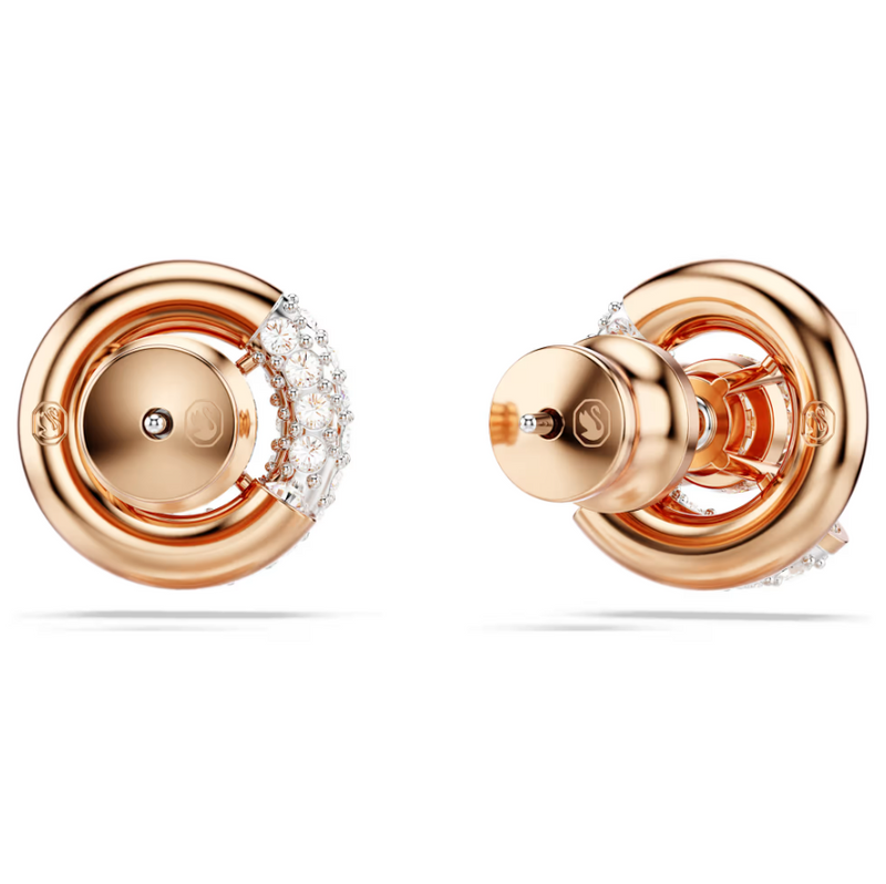 Swarovski Dextera Stud Earrings - Round Cut, White, Rose Gold-Tone Plated