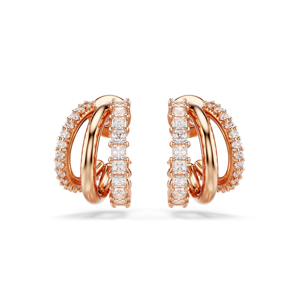 Swarovski Hyperbola Hoop Earrings - Mixed Cuts, Mini, White, Rose Gold-Tone Plated