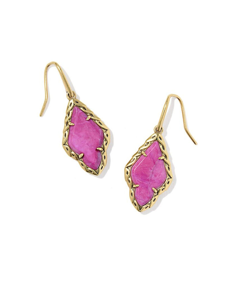 Kendra Scott Adeline Dark Fuchsia Drop Earrings - Gold Plated