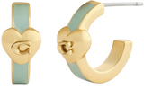 Coach Signature C Heart Enamel Huggie Earrings