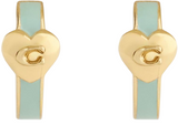 Coach Signature C Heart Enamel Huggie Earrings