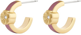 Coach Signature Tea Rose Enamel Huggie Earrings
