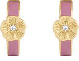 Coach Signature Tea Rose Enamel Huggie Earrings