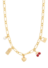 Coach Signature Cherry Charm Bib Necklace