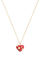 Coach Signature C Floral Chubby Heart Pendant Necklace